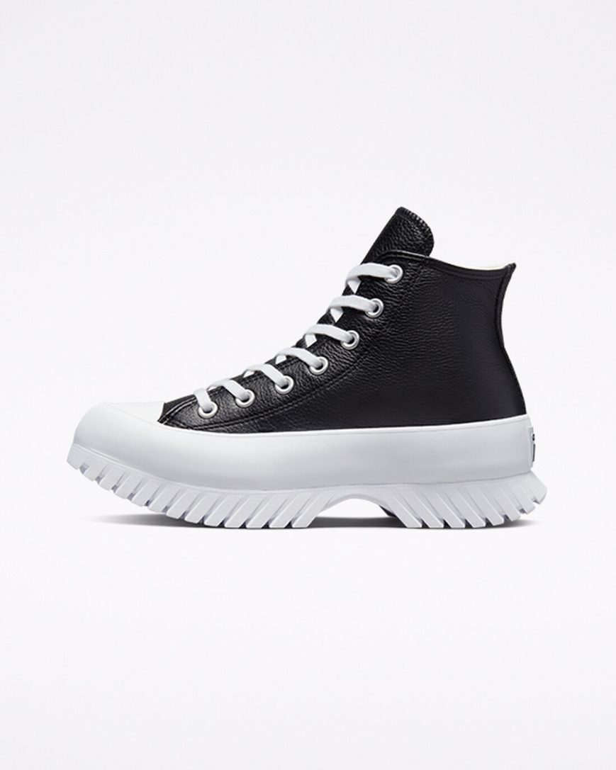 Women's Converse Chuck Taylor All Star Lugged 2.0 Leather High Top Shoes Black / White | AU 8C109Q